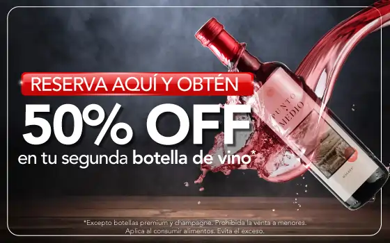 Segunda botella de vino a mitad de precio
